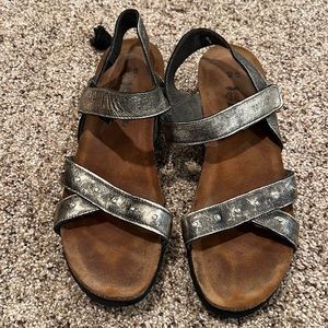 naot metallic Velcro sandals